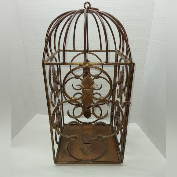 Vintage Metal Hanging Birdcage Candle Holder MCM bird - Picture 15 of 15